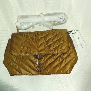 Rebecca Minkoff Edie Nylon Xbody, military brown, chain shoulder bag.